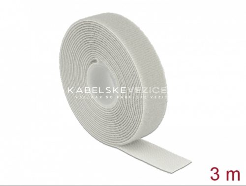 Delock ježkasti sprijemalni trak za urejanje kablov – 3 m × 20 mm, siva (18279)