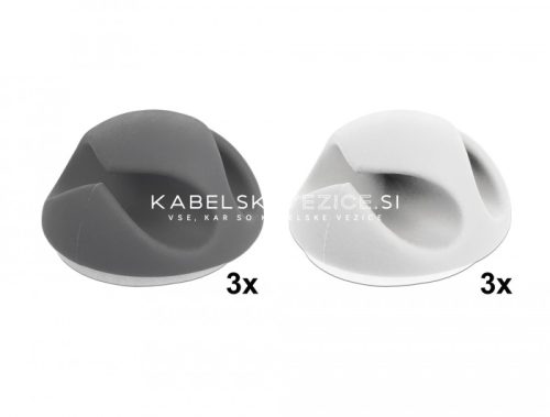 Delock samolepilni držalo za kable z dvojno sponko, komplet 6 kosov – za kable do premera 6 mm (18295)