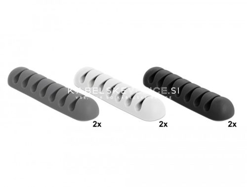 Delock samolepilno držalo za kable s sedemkratno sponko, komplet 6 kosov – za kable do premera 4 mm (18301)