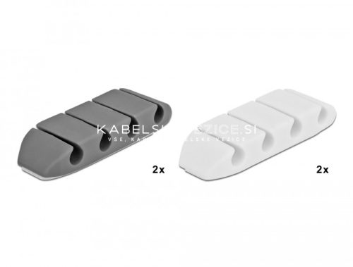 Delock samolepilno trapezasto držalo za 4 kable – komplet 4 kosov, za kable do premera 6 mm (18330)