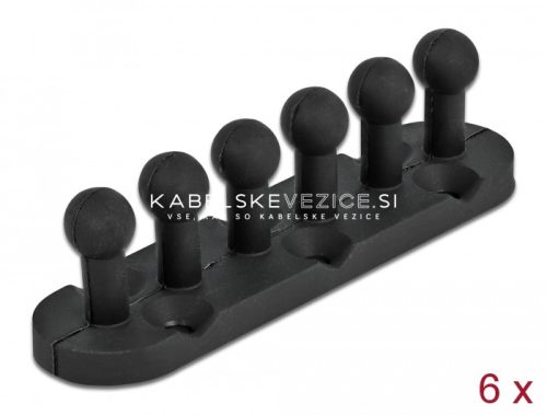 Delock samolepilno / privijačno črno držalo za 5 kablov, za kable do premera 5 mm, 6 kosov / paket (18332)