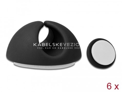 Delock samolepilni nosilci za kable, črna barva, komplet 6 kosov za kable do premera 6,5 mm (18342)