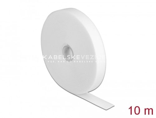 Delock ježkasti sprijemalni trak za urejanje kablov – 10 m × 20 mm, bela (18382)