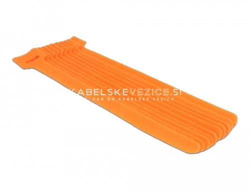 Delock hook-and-loop cable ties 200 mm orange (10 pcs/pack) [18696]