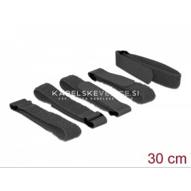   Hook-and-loop cable tie - cable organizer strap 300x20 mm, black, 5 pcs/pack - Delock (18704)