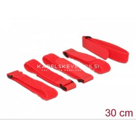   Hook-and-loop cable tie - cable organizer strap 300x20 mm, red, 5 pcs/pack - Delock (18705)