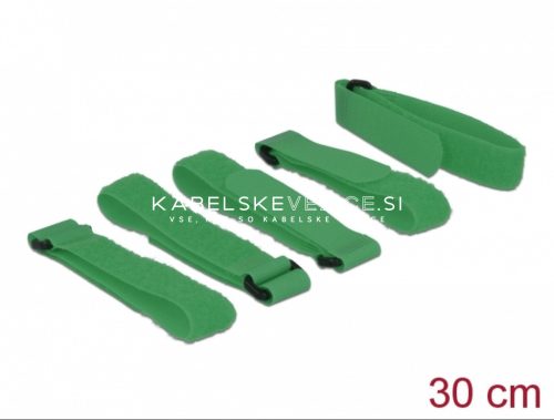 Delock trak za urejanje kablov z zanko in ježkom, 300 x 20 mm, zelen, 5 kos/paket (18706)