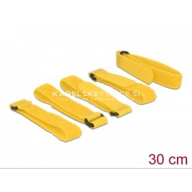   Hook-and-loop cable tie - cable organizer strap 300x20 mm, yellow, 5 pcs/pack - Delock (18708)