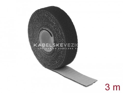 Delock ježkasti sprijemalni trak za urejanje kablov - 3 m × 20 mm, črna (18714)