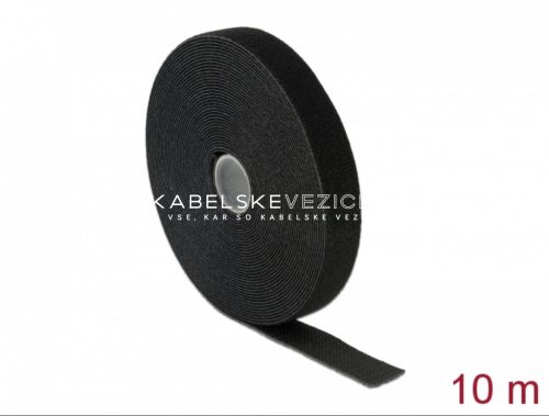 Delock ježkasti sprijemalni trak za urejanje kablov – 10 m × 20 mm, črna (18716)