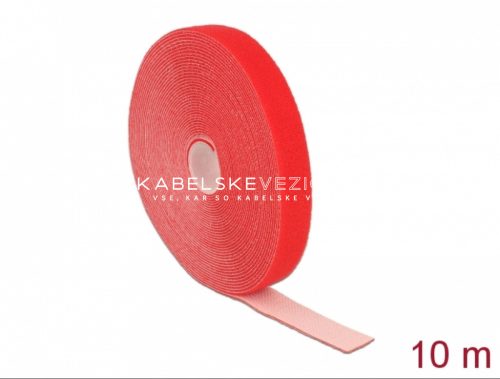 Delock ježkasti sprijemalni trak za urejanje kablov – 10 m × 20 mm, rdeča (18724)