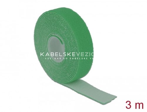 Delock ježkasti sprijemalni trak za urejanje kablov – 3 m × 20 mm, zelena (18730)