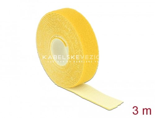 Delock ježkasti sprijemalni trak za urejanje kablov – 3 m × 20 mm, rumena (18738)