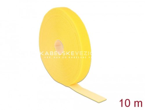 Delock ježkasti sprijemalni trak za urejanje kablov – 10 m × 20 mm, rumena (18740)