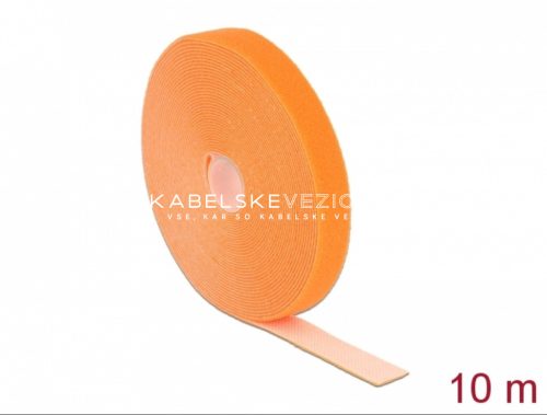 Delock ježkasti sprijemalni trak za urejanje kablov – 10 m × 20 mm, oranžna (18748)