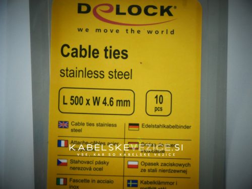 Kovinska kabelska vezica 500 x 4,6 mm, 1 pak = 10 kosov, tip. Delock [18770]