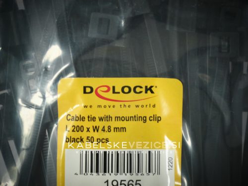 Cable tie with edge-mount base (edge clip) 200×4.8 mm - Delock