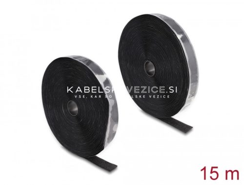 Delock samolepilni ježek trak z močnim lepilom, A in B stran, 15 m × 25 mm, črn (20857)