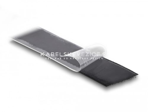 Self-adhesive hook-and-loop fastening tape with strong adhesive, cut-to-size, hook and loop sides, black 15 m x 25 mm