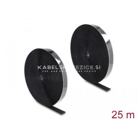   Self-adhesive hook-and-loop fastening tape with strong adhesive, cut-to-size, hook and loop sides, black 25 m x 25 mm