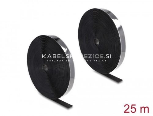 Delock samolepilni ježek trak z močnim lepilom, A in B stran, 25 m × 25 mm, črn (20859)