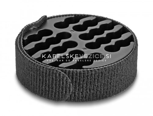 Delock cable organizer with 24 cable slots, for cables up to 9 mm, hook-and-loop fastening, black [66057]