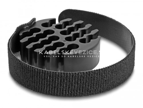 Delock cable organizer with 24 cable slots, for cables up to 9 mm, hook-and-loop fastening, black [66057]