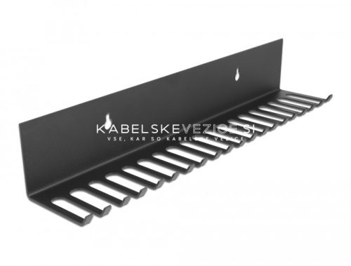 Delock organizator kablov za pritrditev na steno ali mizo, črn, 318 x 65 mm (66729)