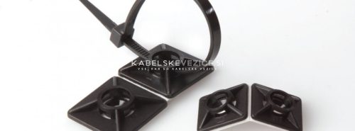 Pritrdilna podlaga za kabelske vezice, 19 x 19 mm, črn, z dvostranskim samolepilnim trakom in možnostjo vijačenja – SapiSelco (BAS.3MT.507)