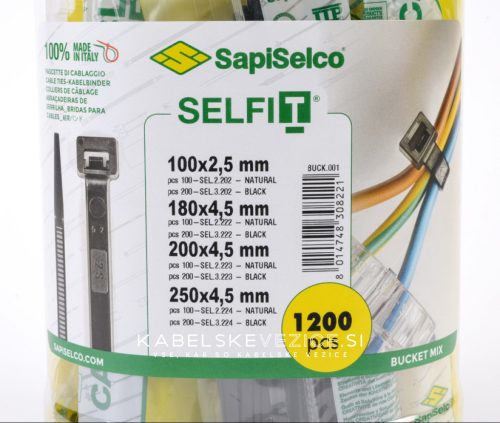  Komplet kakovostnih črnih in naravnih kabelskih vezic, 1200 kosov - SapiSelco BUCK.001
