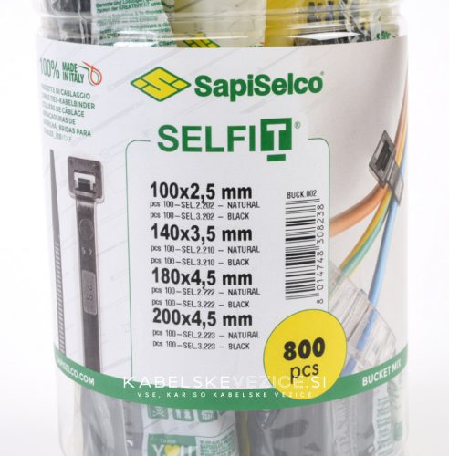 Komplet kakovostnih kabelskih vezic, 800 kosov, v 4 različnih velikostih - SapiSelco BUCK.002