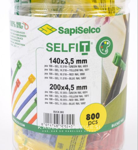 SapiSelco BUCK.003 – komplet barvnih kabelskih vezic, 800 kosov