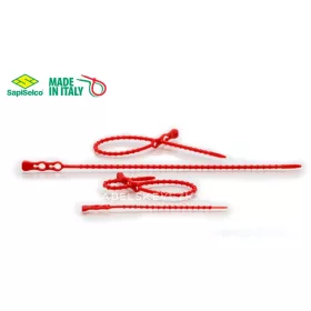 Ponovno zapiralna kabelska vezica SapiSelco CLICK 240 × 3,8 mm, rdeča (CLT.10.2116R)