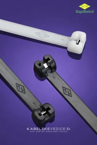  Kabelska vezica s kovinskim jezičkom SapiSelco 200 x 3,5 mm, črna barva, 1 pak / 100 kos (MET.3.2111R)
