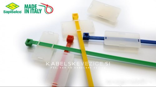 Cable tie marking plate 20x40 mm - writable - labelable (natural -1 pc) SapiSelco [PID.101]