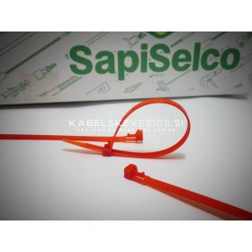   Re-openable red cable tie 250x7.5 - releasable zip tie (100 pcs/package) SapiSelco Click Tie [RIA.10.231]