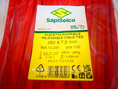 Lösbarer Kabelbinder rot 250x7,5 - wiederlösbar (100 Stk./Packung) SapiSelco Click Tie [RIA.10.231]