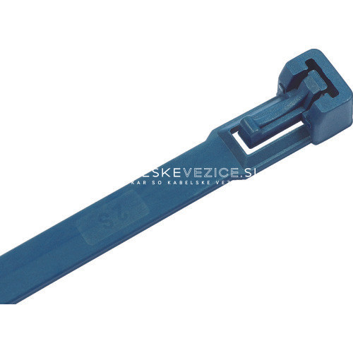Detektabilna odstranljiva kabelska vezica 250 x 7,5 mm, modro-siva, za industrije z visokimi varnostnimi standardi, HACCP - 1 pak=100 kosov ( RIA.11.231DET)