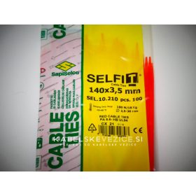   Kabelbinder rot 140x3,5 mm SapiSelco - Premiumqualität (1 Pkg. / 100 Stk.) [SEL.10.210R]