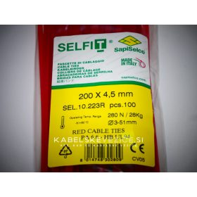   Kabelbinder rot 200x4,5 mm SapiSelco - Premiumqualität (1 Pkg. / 100 Stk.) [SEL.10.223R]