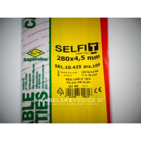   Kabelbinder rot 280x4,5 mm SapiSelco - Premiumqualität (1 Pkg. / 100 Stk.) [SEL.10.425R]