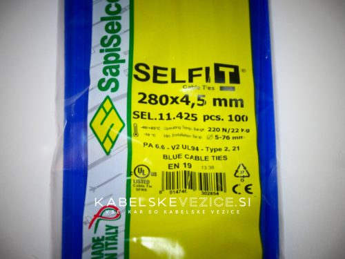 SapiSelco barvna kabelska vezica 280x4,5 mm, modra (1 pak / 100 kos) SEL.11.425R