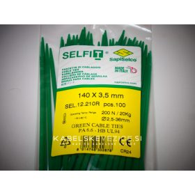   Kabelbinder grün 140x3,5 mm SapiSelco - Premiumqualität (1 Pkg. / 100 Stk.) [SEL.12.210R]