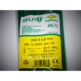   Kabelbinder grün 200x4,5 mm SapiSelco - Premiumqualität (1 Pkg. / 100 Stk.) [SEL.12.223R]