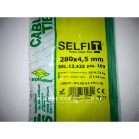   Kabelbinder grün 280x4,5 mm SapiSelco - Premiumqualität (1 Pkg. / 100 Stk.) [SEL.12.425R]