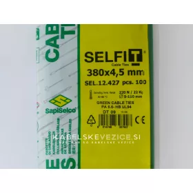 Kabelska vezica zelena 380×4,5 mm - SapiSelco (1 pak / 100 kos) SEL.12.427