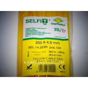 SapiSelco barvna kabelska vezica rumena 200x4,5 mm, zelena (1 pak / 100 kos) SEL.14.223R