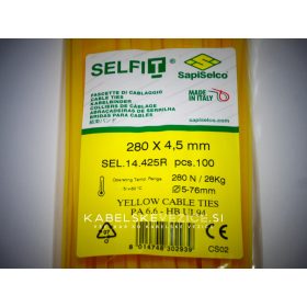 SapiSelco barvna kabelska vezica rumena 280x4,5 mm, zelena (1 pak / 100 kos) SEL.14.425R