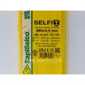   Kabelske vezice rumene 380x4,5 mm - SapiSelco (1 pak / 100 kos) SEL.14.427