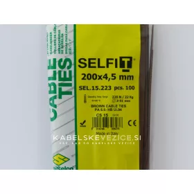 Kabelska vezica rjava 200×4,5 mm - SapiSelco (1 pak / 100 kos) SEL.15.223